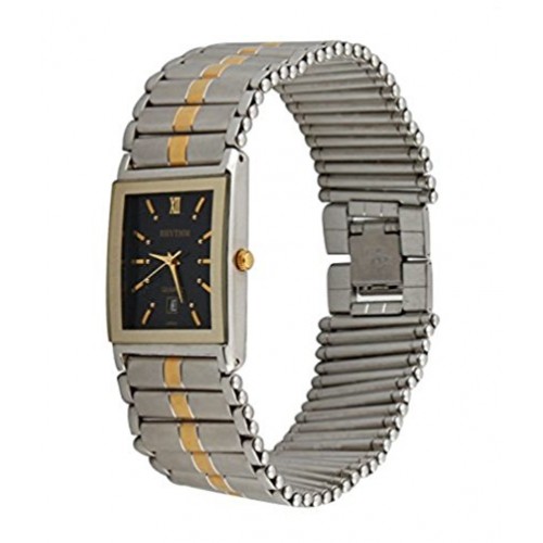 Rhythm(Japan) Men Silver Plated Wrist Watch 3x2.3x0.6cm